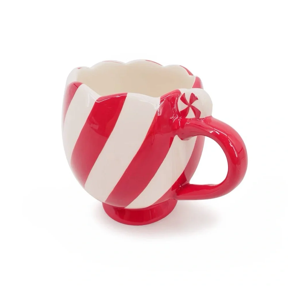 9 fl oz Scalloped Edge Christmas Candy Cane Ceramic Mug - Target 2025